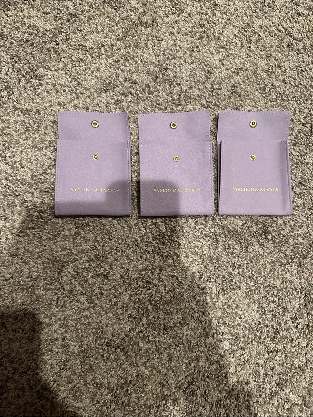 Melinda Maria Lilac Leather Card Pouches with Gold Hardware - Set of 3